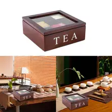 Деревянный Чай коробка 9-купе, органайзер, хранилище, сумочка, чехол Высокое качество Чай Кофе засушенные цветы защиты хранения Коробки