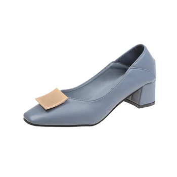 

Women's shoes 2020 spring and autumn shallow mouth women's medium-heeled shoes women's net red evening evening two black heels