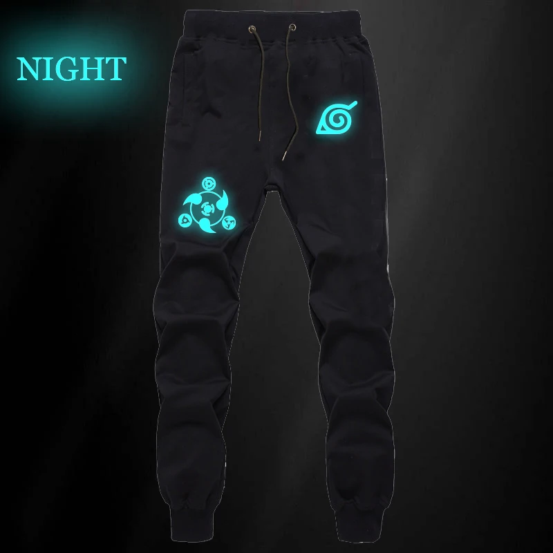 Trousers 1 Наруто спортивные штаны осень унисекс тренировочные штаны для женщин и мужчин спортивные штаны карандаш со средней посадкой черные брюки Светящиеся женские брюки-карандаш - Цвет: Trousers 1