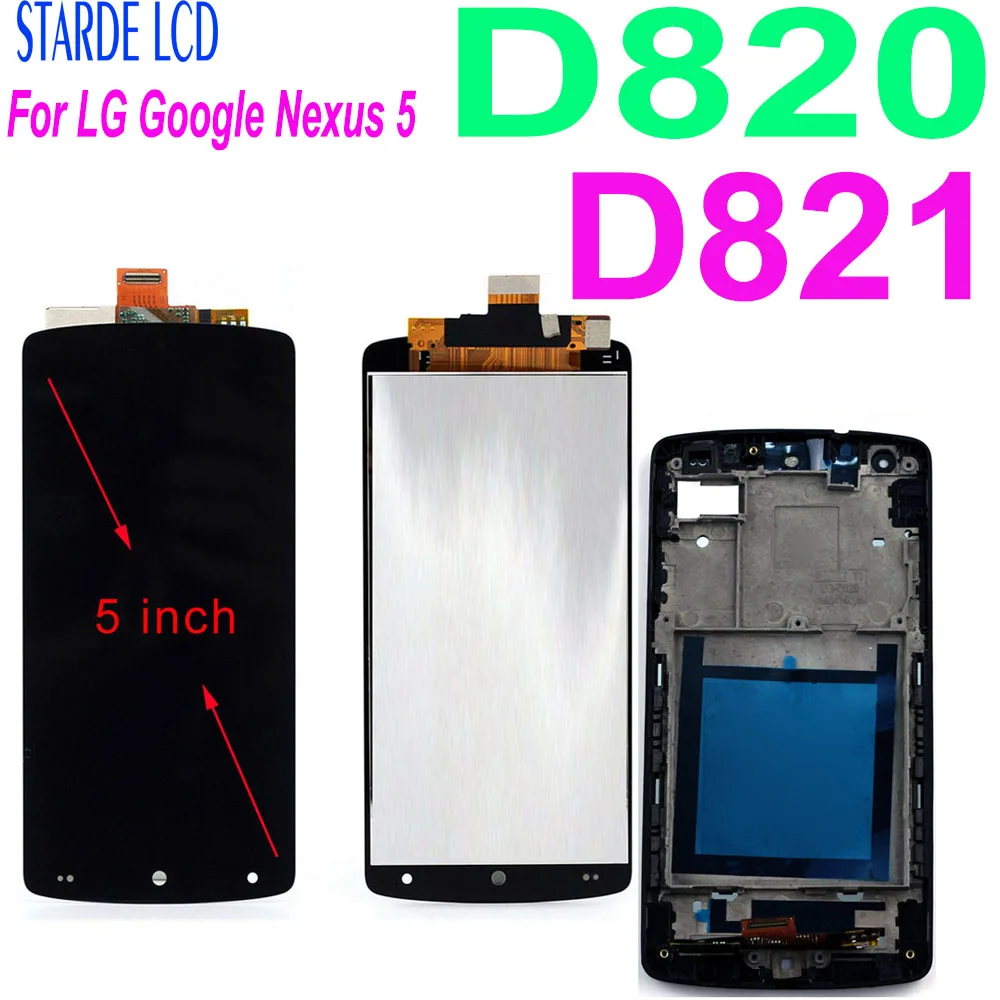 Оригинальный ЖК-дисплей для LG Google Nexus 5 D820 D821 с сенсорным экраном и рамкой