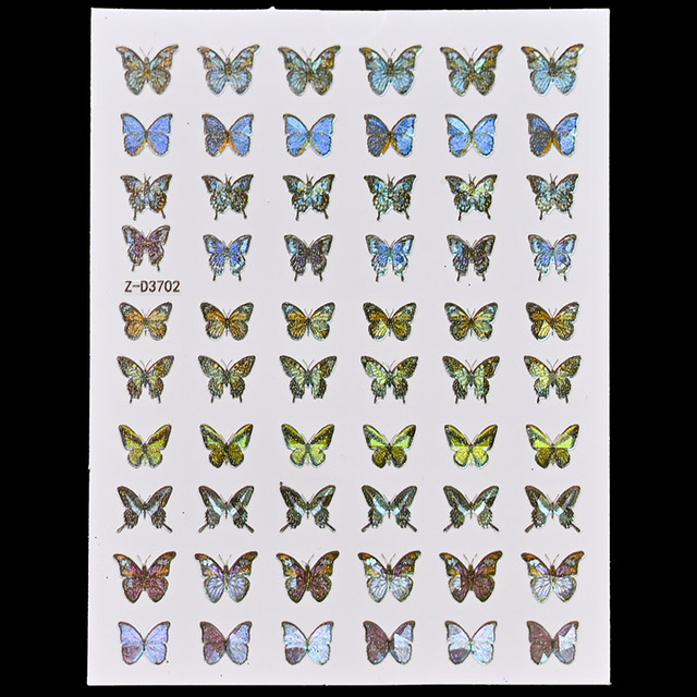 Craft Sticker 3D Nail Art Sticker Ultra-thin Butterfly Nail Art Decoration Sticker Holographic Laser Butterfly Nail Decals