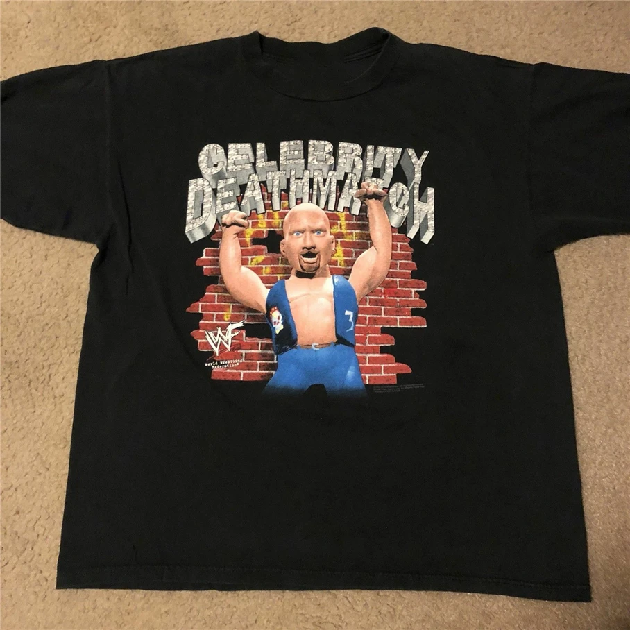 Винтажная рубашка Verry Rare 1998 Wwf Mtv Celebrity Deathmatch размеры США S-Xxl летняя стильная