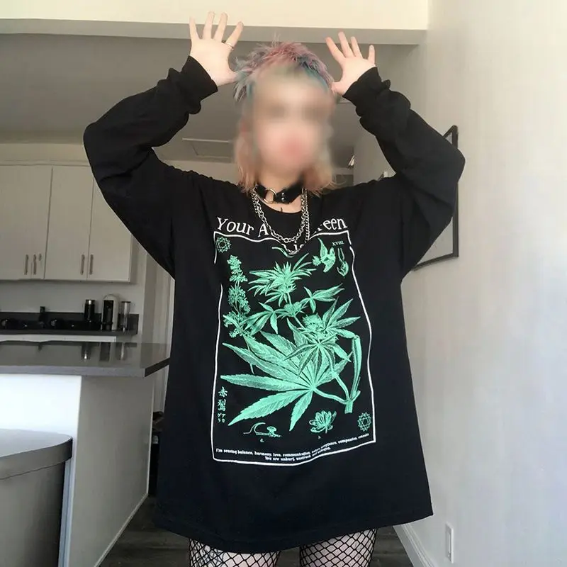 

Women Autumn Casual Sweatshirts Winter All-match Letters Pattern Printing Round Collar Long Sleeves Cotton Sweatshirt Tops x