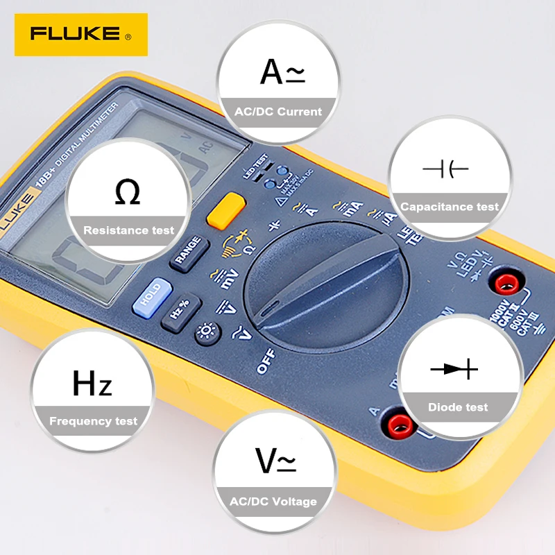 Цифровой мультиметр Fluke 18B + Plus переменный ток постоянный