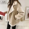 Women Winter Oversized Teddy Jacket Chic Faux Suede Fur Collar Coats Aviator Motorcycle Biker Jackets Female Lamb Wool Coat New ► Photo 1/6