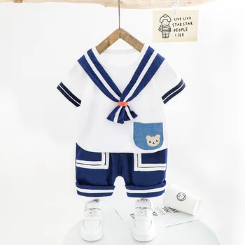 

I am seaman Baby Boy/baby girl 2 pcs/set short T-shirt and short pants Summer baby suit wear 20200407-2