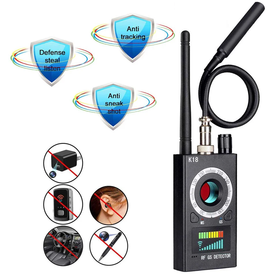 K18 Multi-function Anti-spy Detector Camera GSM Audio Bug Finder GPS Signal Lens RF Tracker Detect Wireless Products 1MHz-6.5GHz