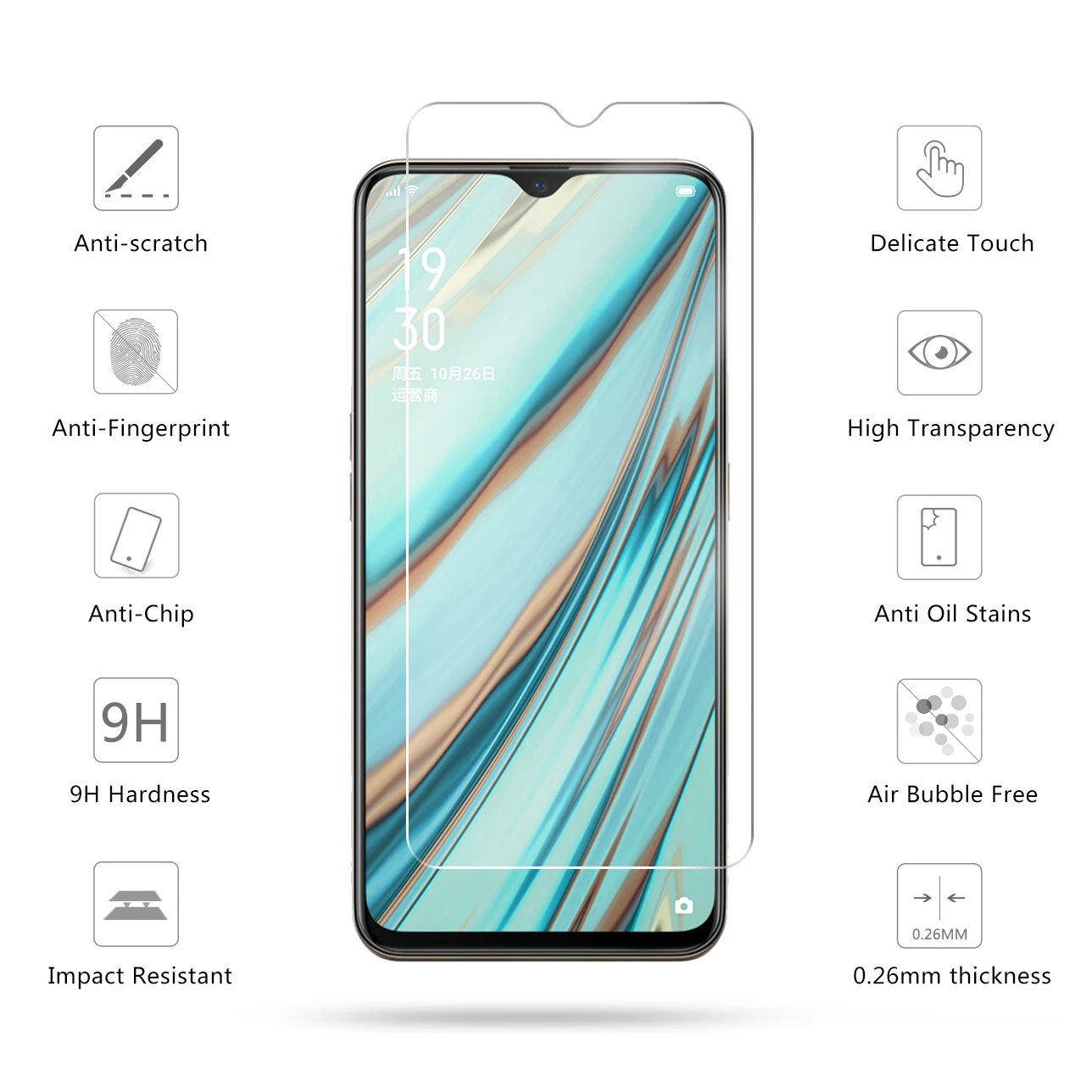 Tempered Glass For Oppo A9 2020 Glass Screen Protector 2.5D 9H Premium Tempered Glass For Oppo A9 2020 Protective Film
