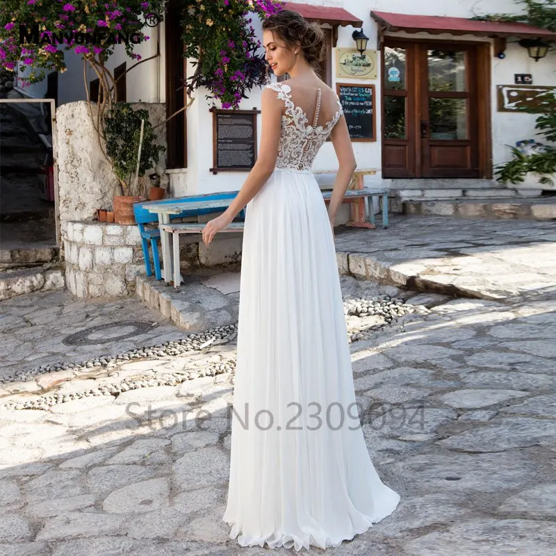 MANYUNFANG Mariage A Line vestido noiva прозрачное мягкое шифоновое богемное свадебное платье с пуговицами на спине, платье невесты
