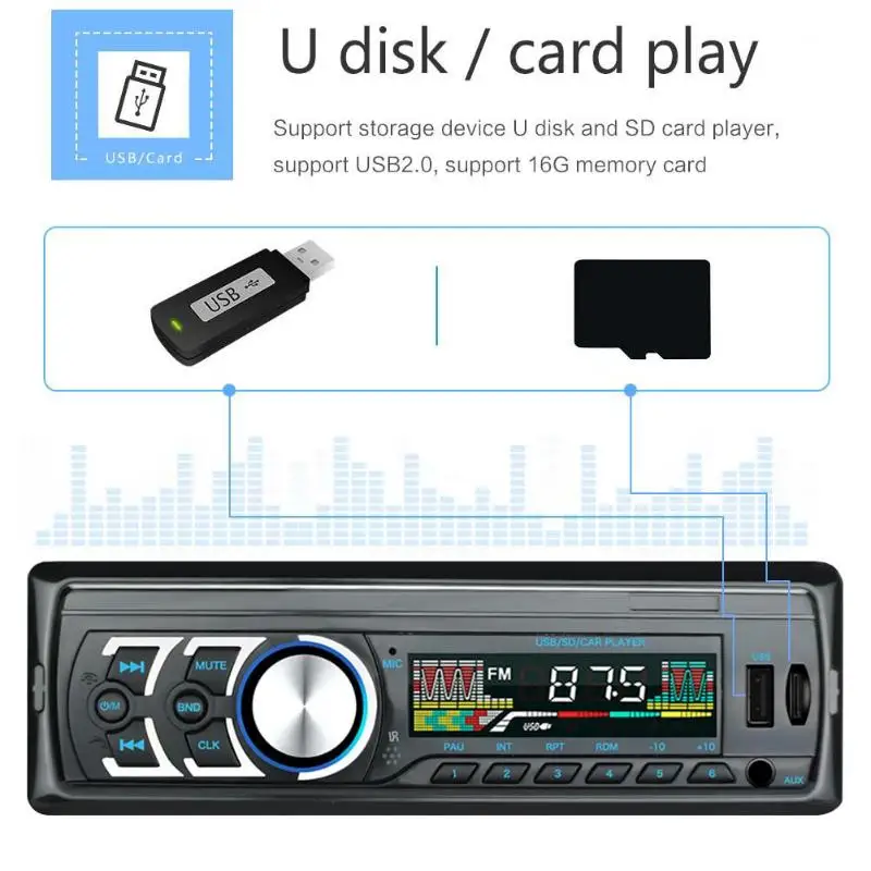 Авторадио 1 DIN Авторадио автомобильное аудио в тире стерео аудио USB FM радио Bluetooth Hands-free головное устройство MP3 музыкальный плеер