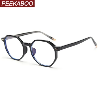 

Peekaboo TR90 polygonal glasses for women retro korean style optical glasses frame men transparent gifts new year clear lens