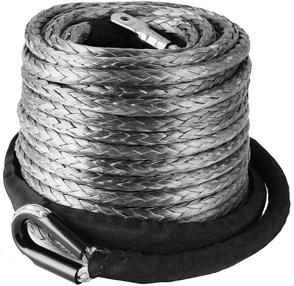 VEVOR 9.5MM 28M Synthetic Winch Rope 3/8 Inch X 92 Feet 20500LBS Recovery with Thimble Sleeve Line Winch Cable Rope