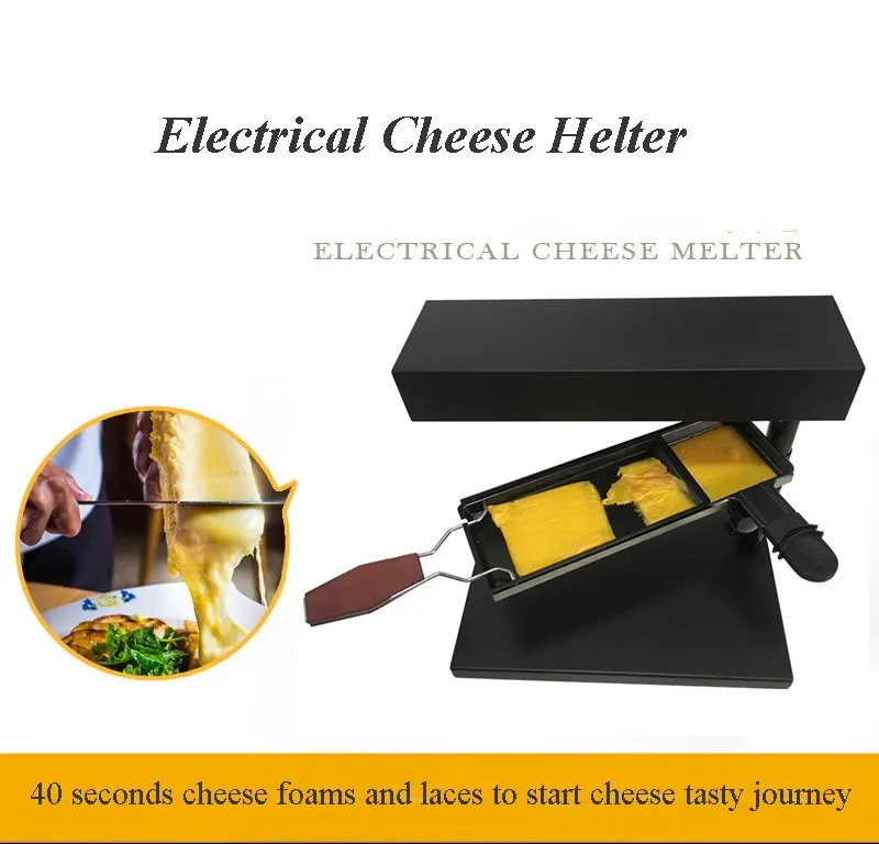 Miumaeov Raclette Cheese Melter 110V 750W Quick Heating Electric Commercial  Cheese Machine Melting Warmer Countertop Cheese Heater for Half Cheese  Wheel Sliced Cheese Adjustable Angle&Height 