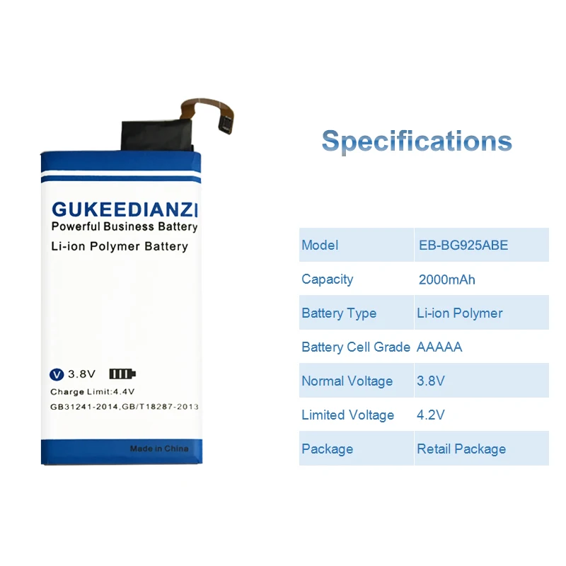 Аккумулятор gukeedianzi EB-BG925ABE 2600 мА-ч для samsung GALAXY S6 край G9250 G925FQ G925F G925S S6Edge G925V G925A