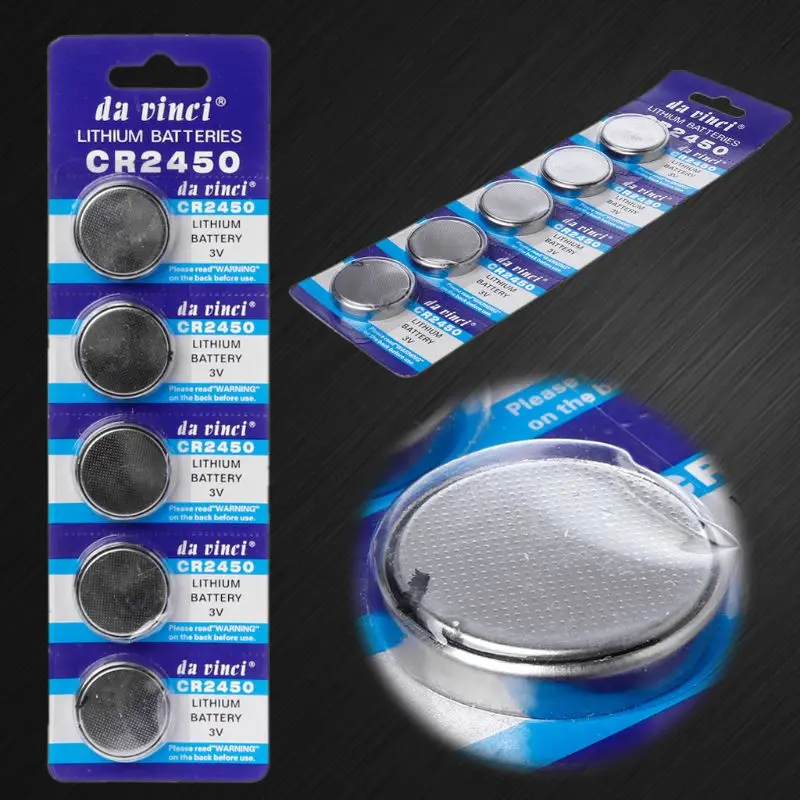 

5PCS Button Battery CR2450 Electronic Lithium Coin Cell Batteries 3V KCR2450 5029LC LM2450 Watch Toy Remote