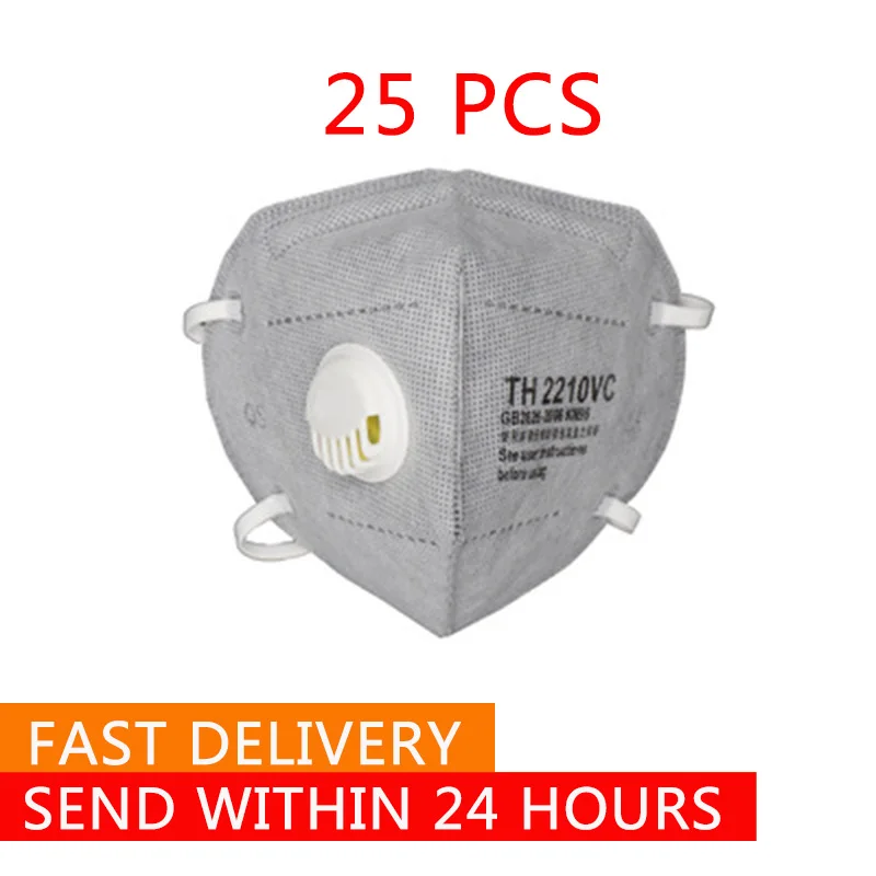

25pcs KN95 Face Mask N95 Reusable Anti Pollution Mouth Mask Anti-Virus Surgical KN95 Activated Carbon Mask Filter With Holes