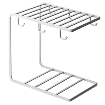 

Kitchen Supplies Multi-Functional Innovative Iron Stand Supporter Drying Rack Water Bottle Mug Holder Cup Rack Hanger-White