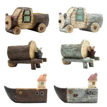 

Wooden Pile Cartoon Painting Resin Flower Pot Plant Fleshy Container 27RF