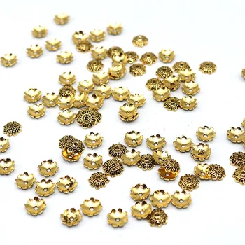 

Plated Flower Beads 8mm 100pcs/lot Tibetan Silver Plated Beadwork Craft Zinc Alloy End Caps Charms Metal Bead Capss
