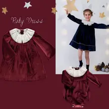 Платья для маленьких девочек; Рождественская одежда; платье для девочек; элегантная одежда для маленьких девочек; Семейные комплекты; Новогоднее красное платье