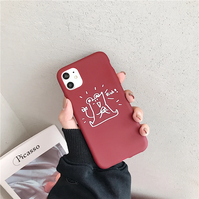 Прекрасный Простой Линия богатая мышь чехол для телефона для Iphone 11 Pro Max X Xr Xs Max 6s 7 8 Plus винно-красный мягкий ТПУ задняя крышка