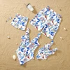 Family Matching Swimsuits Floral Printed Mom And Me Swimwear Women Girl Bathing Suits Men Boy Trunks Couples Holiday Beachwear 2