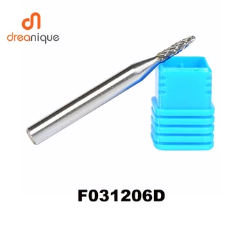 

5pcs/lot F031206D carbide F Arc with round head 3*12mm rotary burr file cutter 6mm shank milling tool grinding abrasive tools