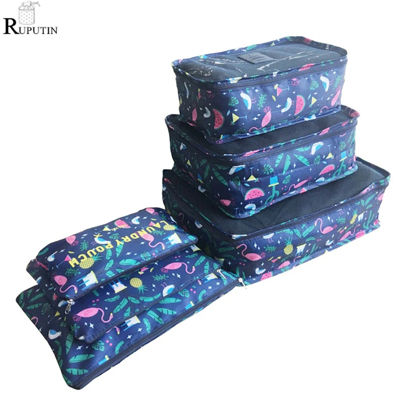 

Color Mesh Portable 6 Pieces Set Of Luggage Clothing Storage Bag Family Travel Storage Underwear Cosmetic Sock FInishing Bags