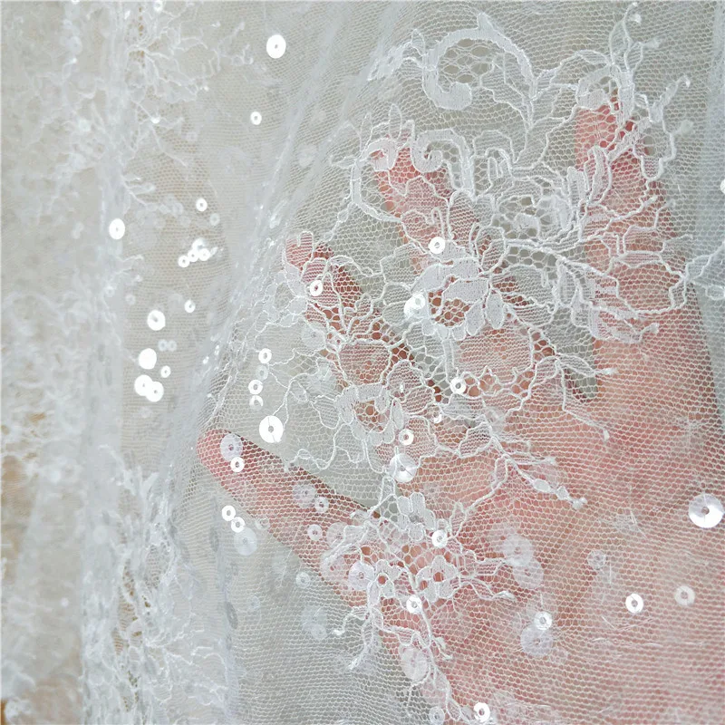 Big sequin New French Sequined Lace Fabric Border Embroidery Flower Wedding Dress DIY Sewing Accessories RS2507 - Цвет: Big sequin