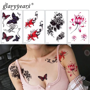 

glaryyears 1 Sheet Small Arm Temporary Tattoo Sticker Colorful Flower Fake Flash Waterproof Fashion Small Body Art Men Women
