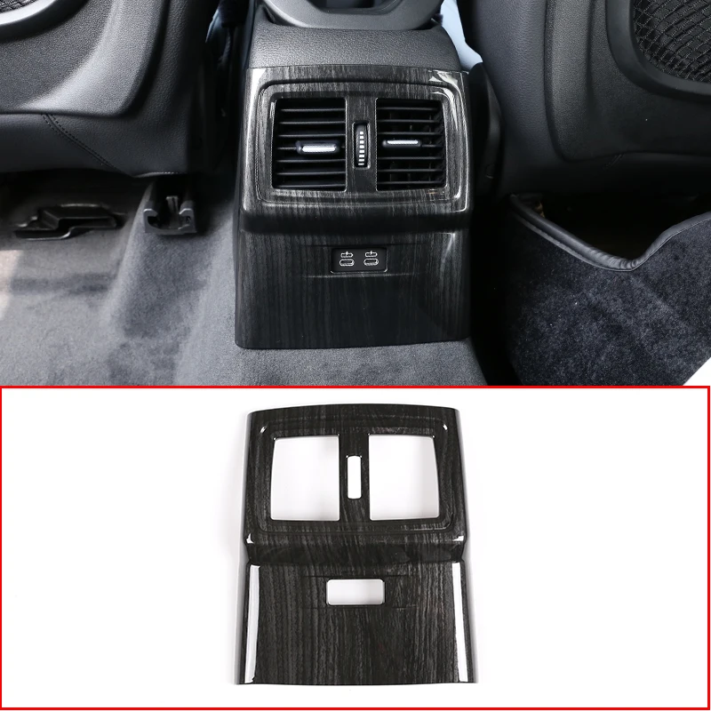 

1 Pcs For BMW X1 F48 2019 Car Accessories Black Wood Grain ABS Rear Air Vent Frame Trim Stickers