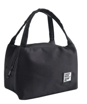 Новые однотонные сумки для обеда для женщин, детей, мужчин, изолированные Термосумки для еды, сумки для обеда, водонепроницаемые сумки для пикника, сумки для еды - Цвет: Черный