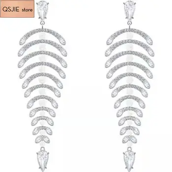 

QSJIE High quality SWA, "new" delicate and elegant interpretation of the slender design of fishbone. Women's Earrings