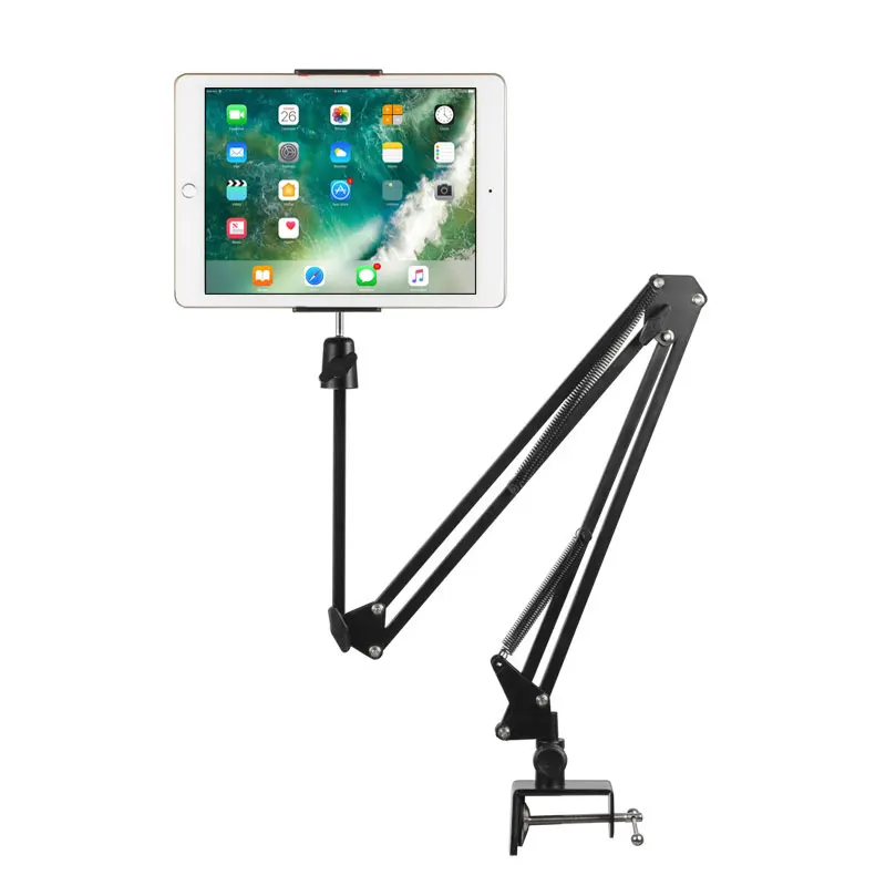 Preise Universal Lange Arm Tablet Halter Stehen 360 Grad 4 zu 10 Zoll Tablet Telefon Schreibtisch Bett Halterung Halterung Für iPad iPhone X 8 Samsung