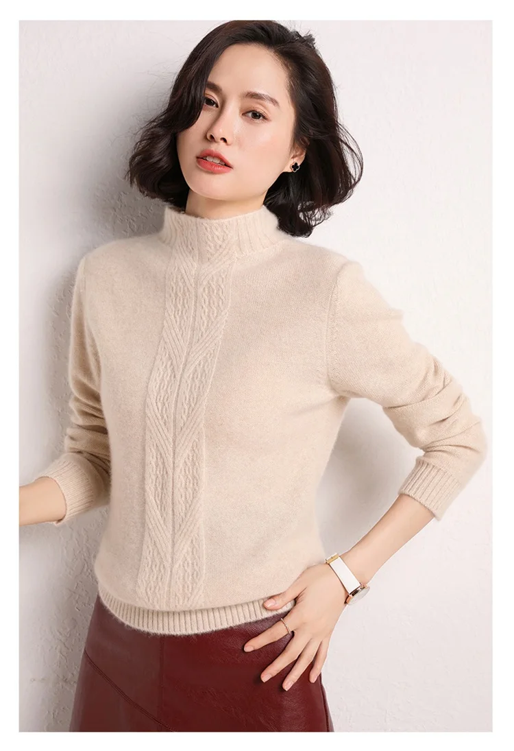 Женский свитер высококачественный Водолазка с длинным рукавом мягкий Женский кашемировый свитер модный теплый однотонный вязаный пуловер