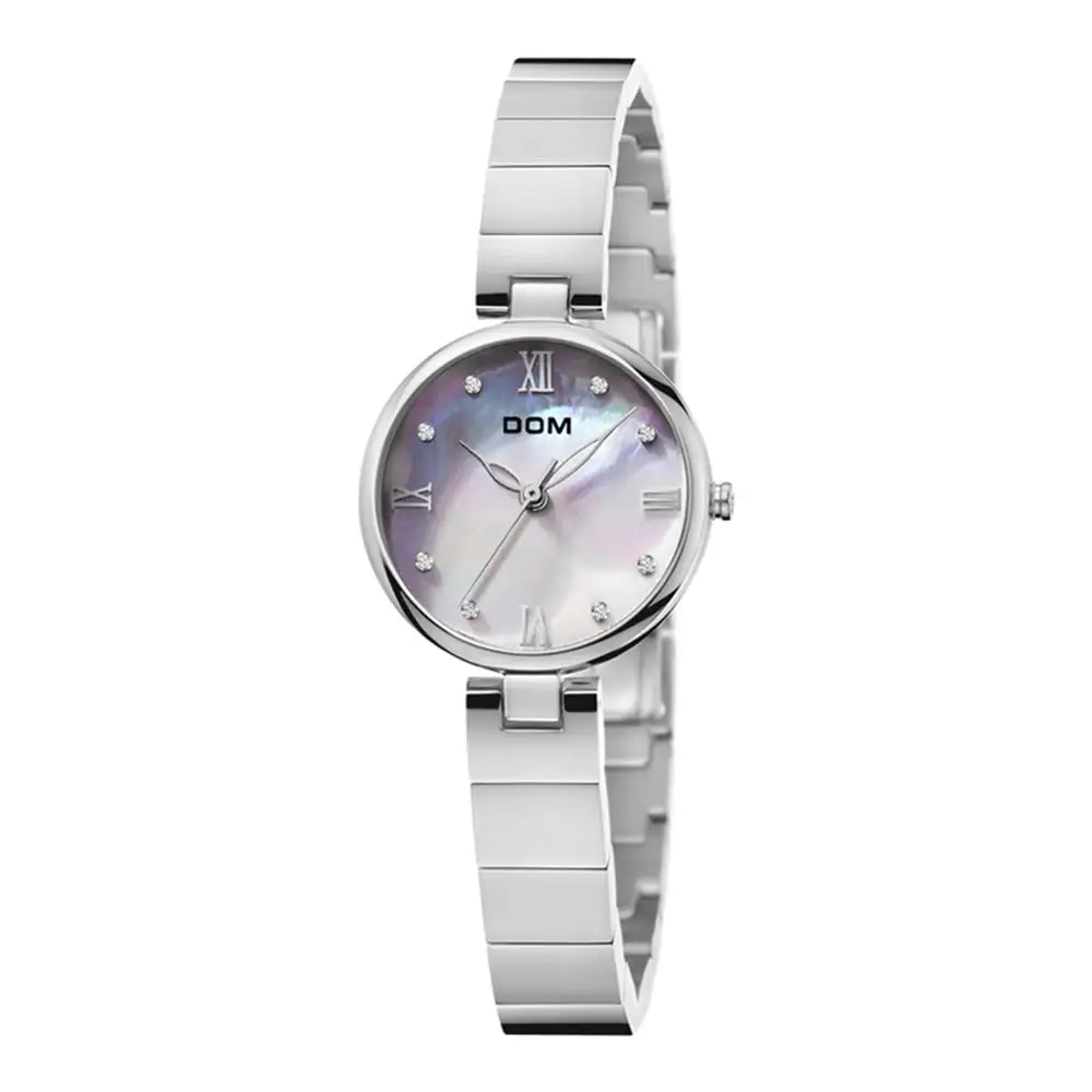 Часы DOM женские кварцевые с сетчатым ремешком брендовые Роскошные повседневные