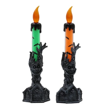 

Promotion! 2 Pcs Halloween Skull Skeletal Hand Stand Led Candle Light Party Decorations Bar Ktv Mall Desktop Decoration Scene La