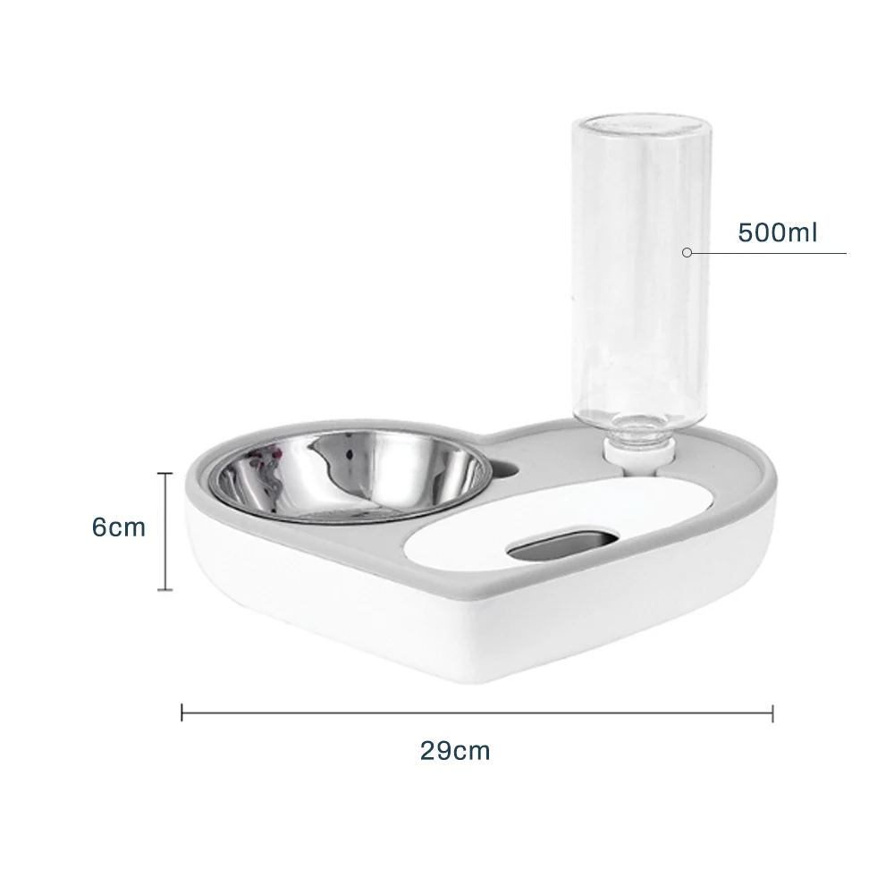ПЭТ собака кошка миска для воды еды автоматический диспенсер воды двойной чаша бассейна 500 мл в форме сердца питатель для домашних животных