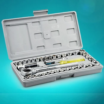 

40 Pcs Tools Vehicle Mounted Toolbox Bicycle Integral Forging Chrome Plated Motorcycle Repair Durable Carbon Steel Space Saving