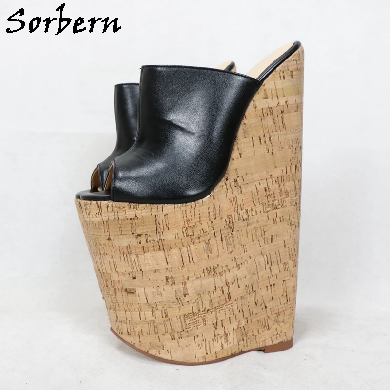 Sorbern 12 Inch Extreme High Heel Mules Women Shoes Crok Wedges