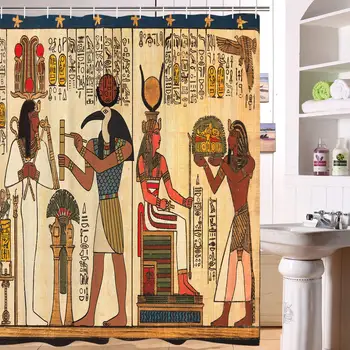 

Ancient Egypt Shower Curtain Mythology Egyptian Gods Pharaohs Hieroglyphic Carvings Bathroom Curtains Bathroom Decor Accessories