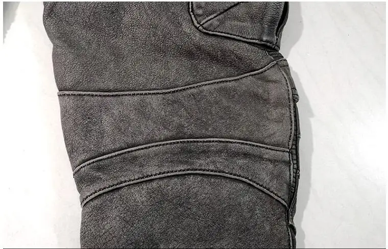 Винтажные серые мужские мотоциклетные кожаные брюки американского стиля размера плюс XXXXL из натуральной толстой воловьей кожи зимние байкерские штаны