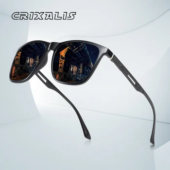 

CRIXALIS Brand Design Polarized Sunglasses Men Aluminum Magnesium Temple Fashion Square Driving Male Sun Glasses Mirror UV400