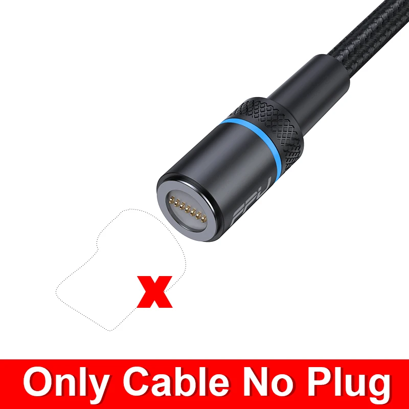 Black Cable No Plug FPU Магнитный кабель Micro usb type C для iPhone кабель 1 м 2 м 3A провод для быстрой зарядки провод type-C магнит зарядное устройство кабели для мобильных телефонов - Цвет: Black Cable No Plug