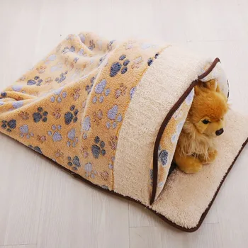 

Cartoon Kitten Cat Bed Pet Puppy Warm Cave Soft Dog House Sleeping Bag Pad