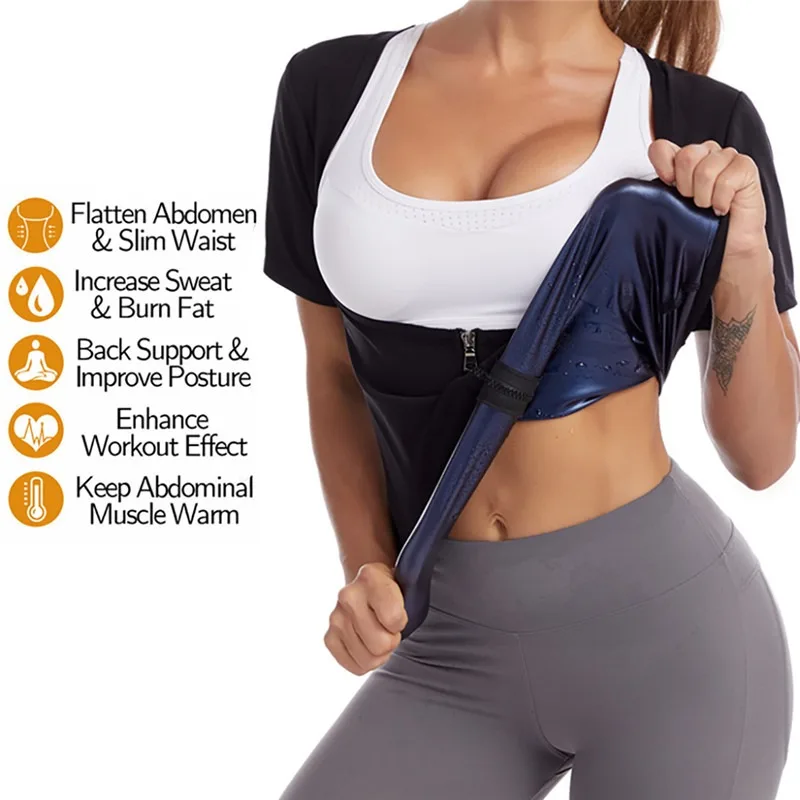 leonisa shapewear Women Sauna Shaper Tops Long Sleeve Thermo Sweat Shapewear Slimming Zipper Waist Trainer Corset Gym Fitness Hot Workout Shirt backless shapewear