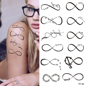 

new Fake tattoo Stickers Body Art Waterproof Tattoos letters Feather note anchor number 8 Removable Temporary Tattoo Skin Beauty