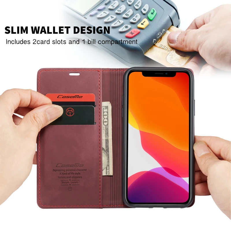 Для iPhone 11 Pro Флип кожаный чехол Ретро Скраб Кошелек Стенд телефон сумка чехол Магнитный умный чехол для Apple iPhone11 Pro Max