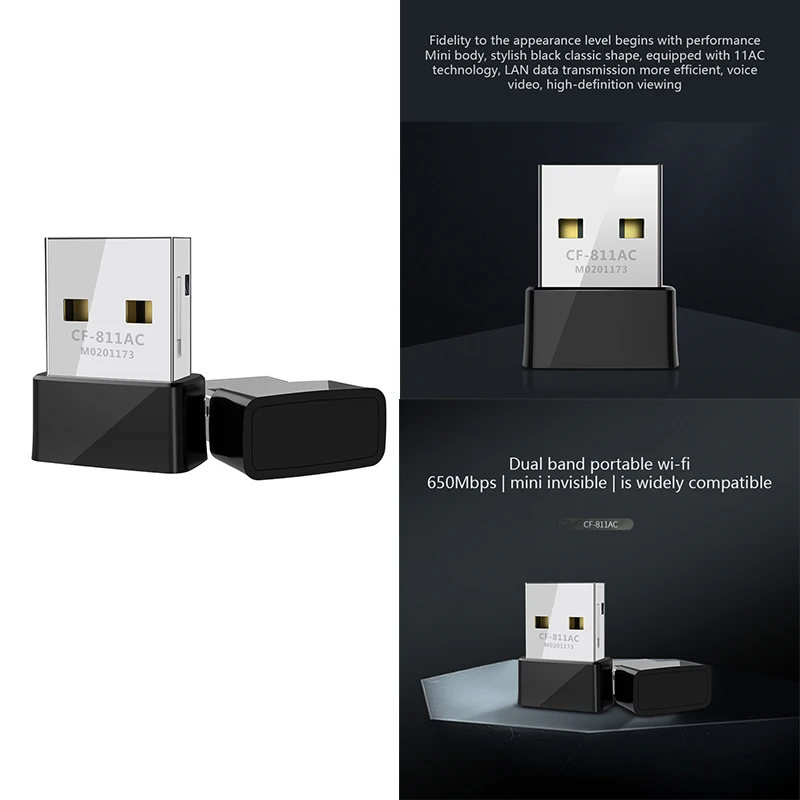 650 Мбит/с мини USB Wifi адаптер сетевая карта двухдиапазонный 2 4G/5 8G беспроводной для