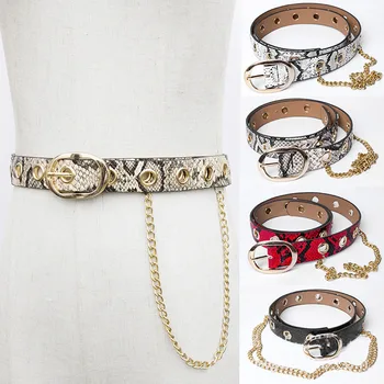 

Fashionable and all-around fashion hot metal chain snake pattern women's belt